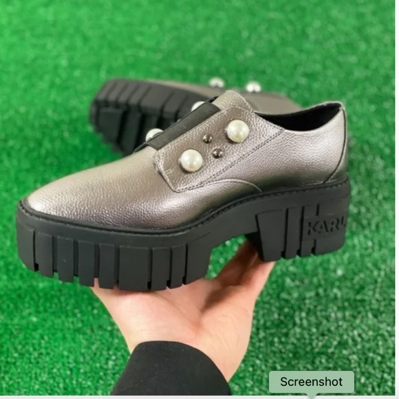 Karl Lagerfeld Paris Raza E21 Womens Platform Slip-On Sneaker Silver - Picture 5 of 5